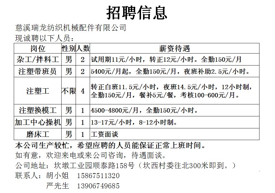 慈溪最新招聘信息全面汇总