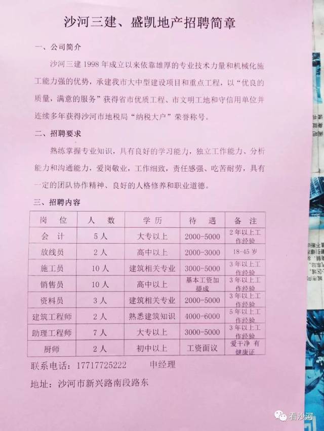 沙城镇最新招聘信息汇总