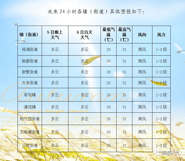 新发街道天气预报更新通知